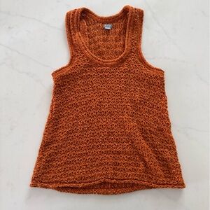 orange boho crochet women’s top 🧡